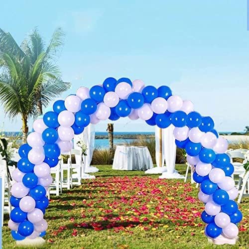 100pcs Royal Blue and White 12 Inch Latex Balloons with Ribbon