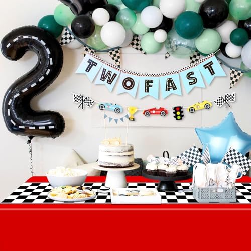 4 Pcs Checkered Race Car Tablecloths for Birthday Parties
