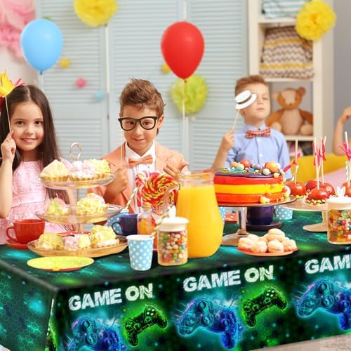 3 Pieces Gamer Party Tablecloths - 71 x 43 Disposable Gaming Table Cover