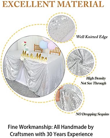 ShiDianYi 50x72 Inch Silver Sequin Tablecloth