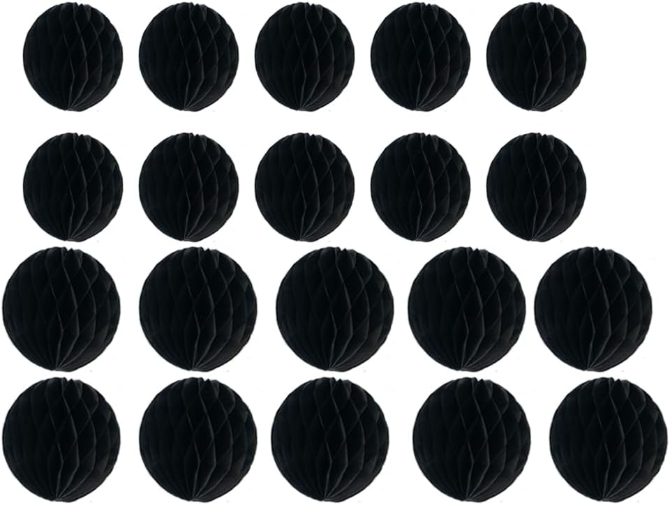 20pcs Black Honeycomb Flower Balls for Party Decoration