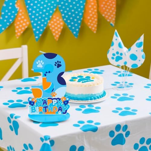 Dog Paw 3rd Birthday Party Decorations Number Sign Centerpiece