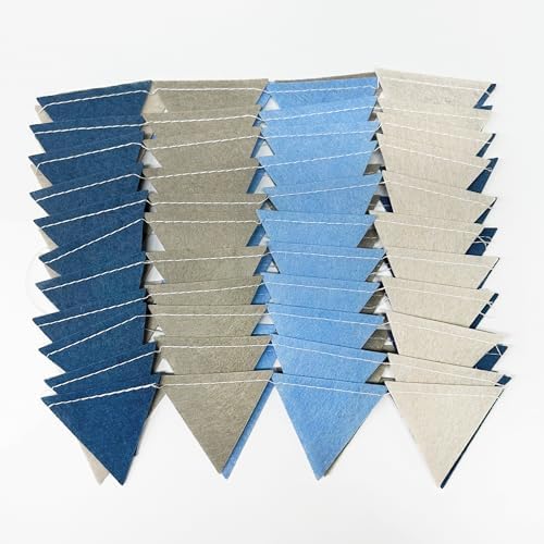 Dusty Blue Felt Hanging Triangle Bunting Banner for Baby Shower and Birthday
