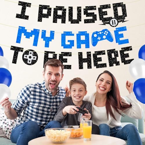 Gamer Birthday Banner with Glitter Letters
