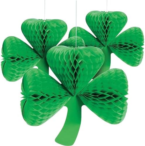 St Patricks Day Shamrock Tissue Hanging Decor Set of 3