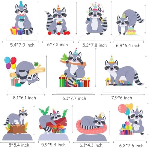 11pcs Raccoon Honeycomb Centerpieces Birthday Decorations