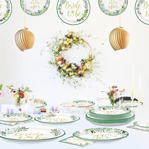 Sage Green Bridal Shower Party Tableware Set 96Pcs for 24 Guests