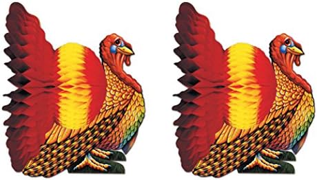 Beistle Colorful Tissue Turkey Centerpiece Set of 2