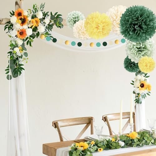 Sage Green Tissue Paper Pom Poms 23 Pcs Decorations