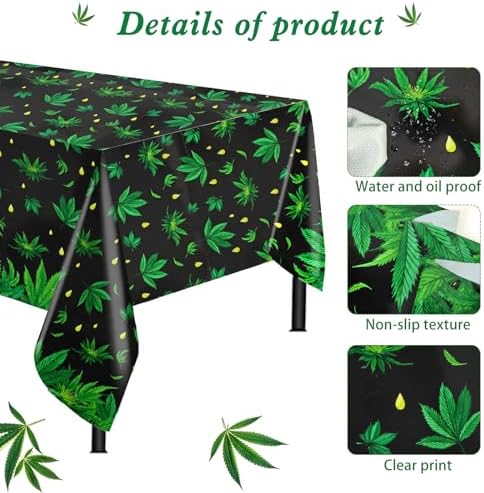 PHOGARY 2 Pieces Weed Tablecloth for Parties