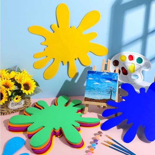 Tegeme 12 Pcs Rainbow Paint Splatter Felt Mats