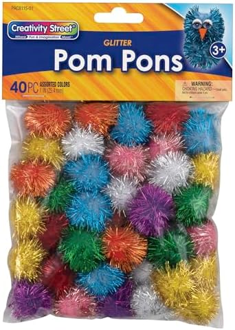 Creativity Street 1 Inch Glitter Poms - 40 Pack