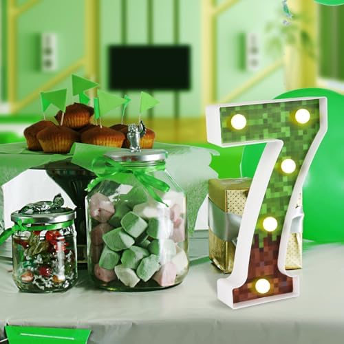Glowing LED Number 7 Decor Pixel Party Light Centerpiece