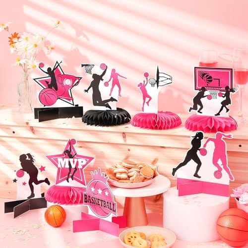 Poen 12 Pcs Pink Basketball Party Decorations
