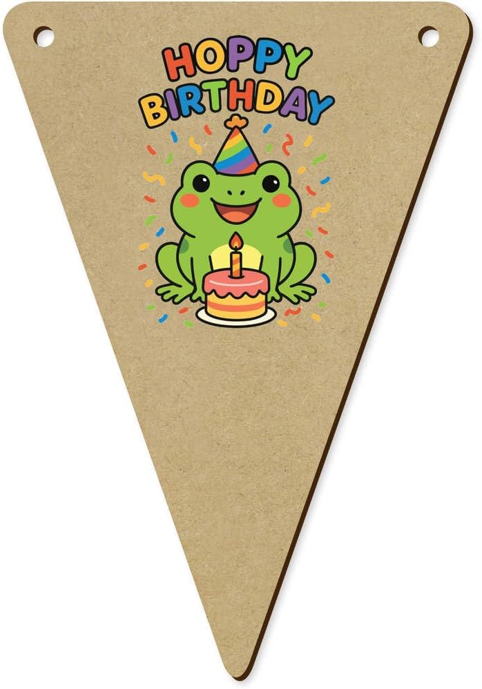 5 Piece Happy Birthday Frog Wooden Bunting Flags