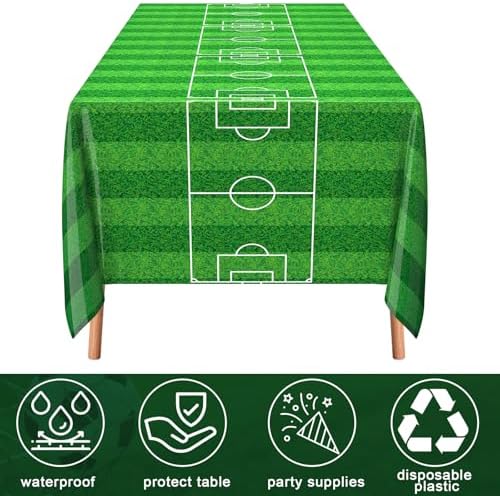 Buryeah 3 Pcs Soccer Themed Tablecloths 54x108 Inches
