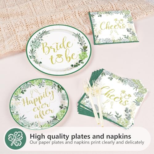 Sage Green Bridal Shower Party Tableware Set 96Pcs for 24 Guests