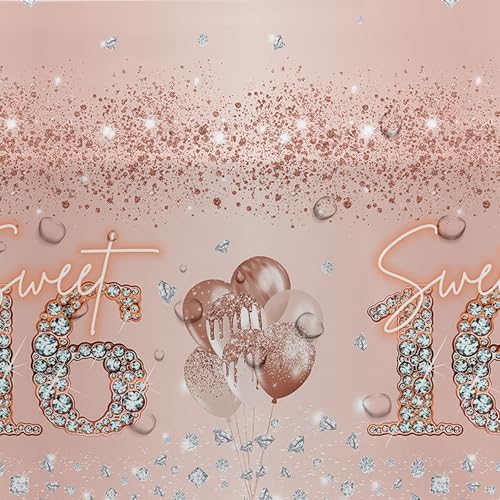 Rose Gold Sweet 16 Party Tablecloth 3 Pack