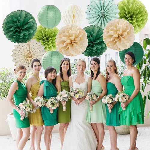 Sage Green Gold Party Decorations Kit - 14pcs