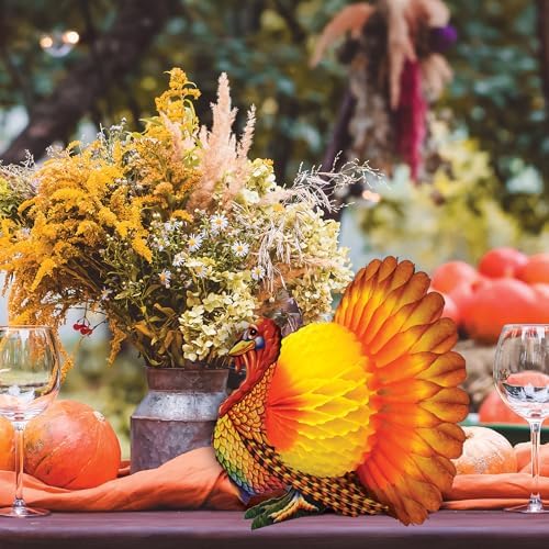 Beistle Colorful Tissue Turkey Centerpiece Set of 2