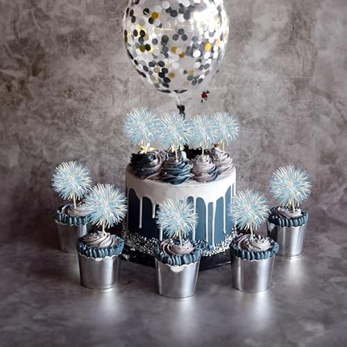 Ephlyn 30Pcs Foil Firework Cupcake Toppers Sparkle Decorations