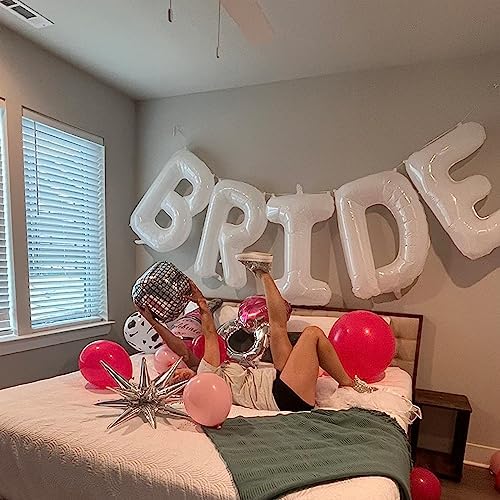 40 Inch White BRIDE Letter Balloons for Wedding Decorations