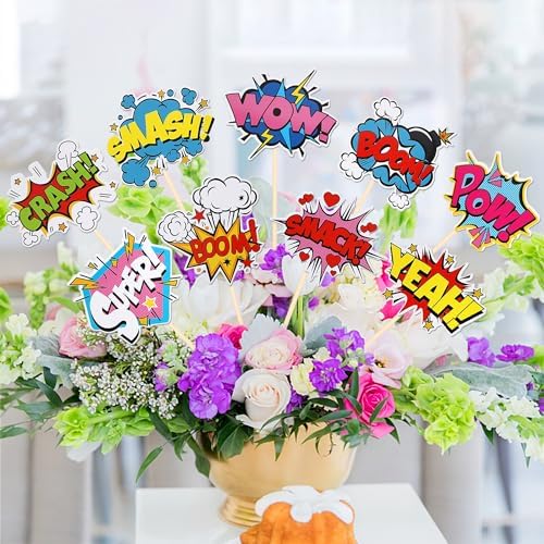 18 PCS Hero Themed Centerpiece Sticks for Party Decorations