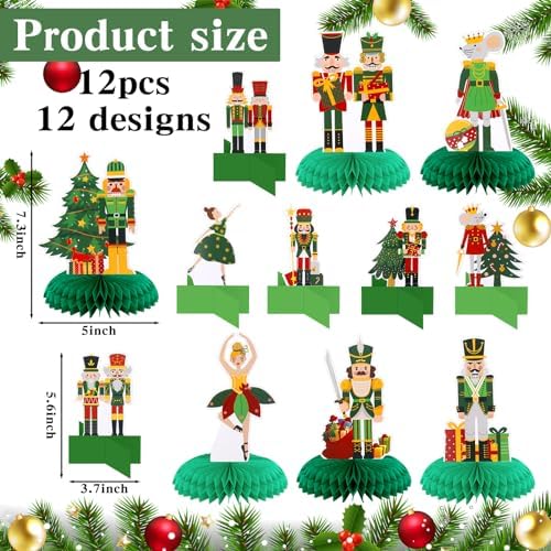 Poen 12 Pcs Christmas Nutcracker Centerpieces
