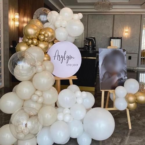 White and Gold 12-Inch Balloons for Parties