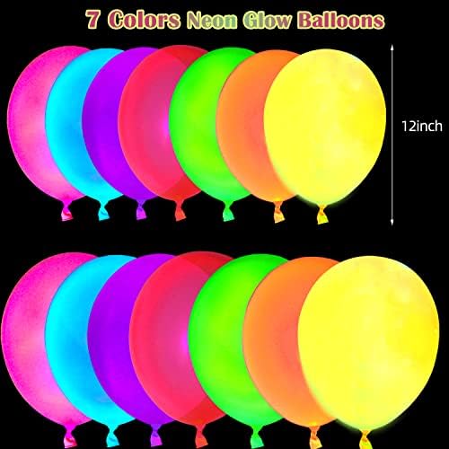 110 Pack Neon Glow Balloons for Black Light Parties