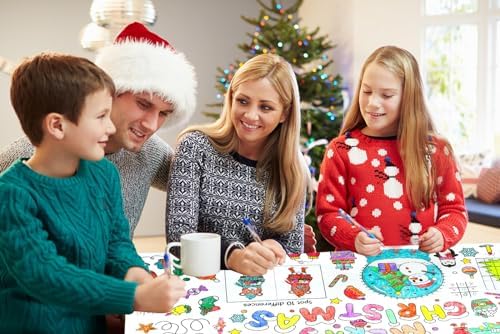 DISJOURNEY Christmas Coloring Tablecloth for Kids