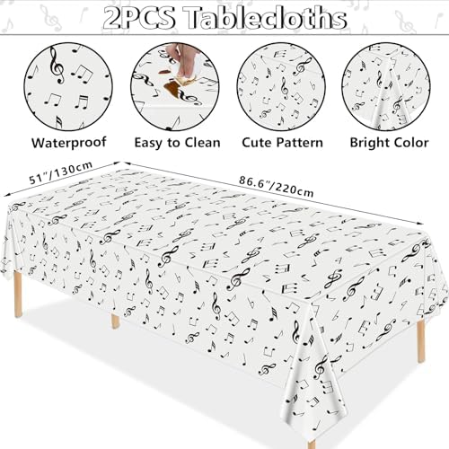8 Pack Musical Notes Tablecloths 51x86 Inch Reusable Party Decorations