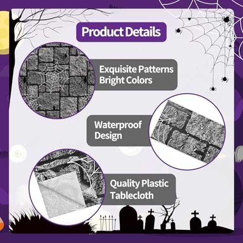 3-Pack Halloween Spiderweb Tablecloth 54x108 Inch