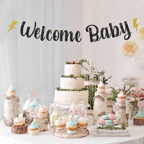 MonMon Craft Welcome Baby Mugle Banner Black Glitter