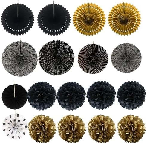Black and Gold Party Decor Set 20 Pcs