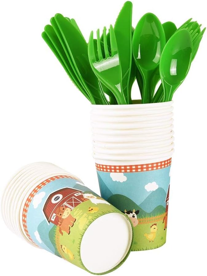 WERNNSAI Farm Party Tableware Set 130Pcs
