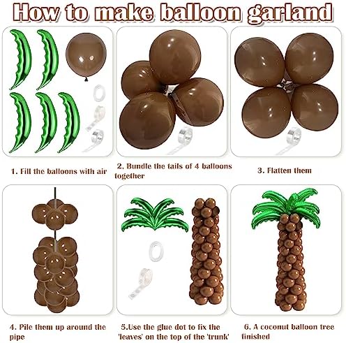 Tropical Luau Balloons Arch Garland Kit for Hawaiian Parties