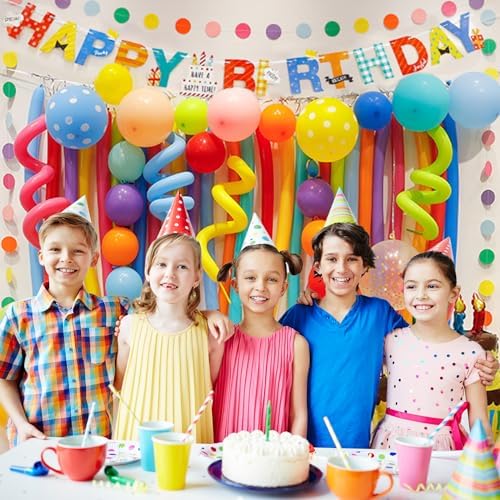 100Pcs Rainbow Long Balloons for Party Decorations