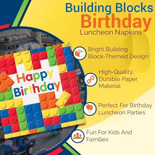 Bold And Bright Building Blocks Napkins Pack Of 16