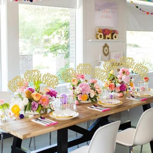 12 PCS Happy Thanksgiving Centerpiece Sticks Gold