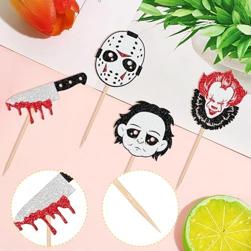 24 Pcs Halloween Horror Movie Cupcake Toppers