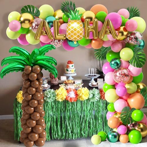 Tropical Luau Balloons Arch Garland Kit for Hawaiian Parties