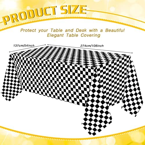 3 Racing Car Tablecloths 54 x 108 Inch Checkered Plastic Party Covers