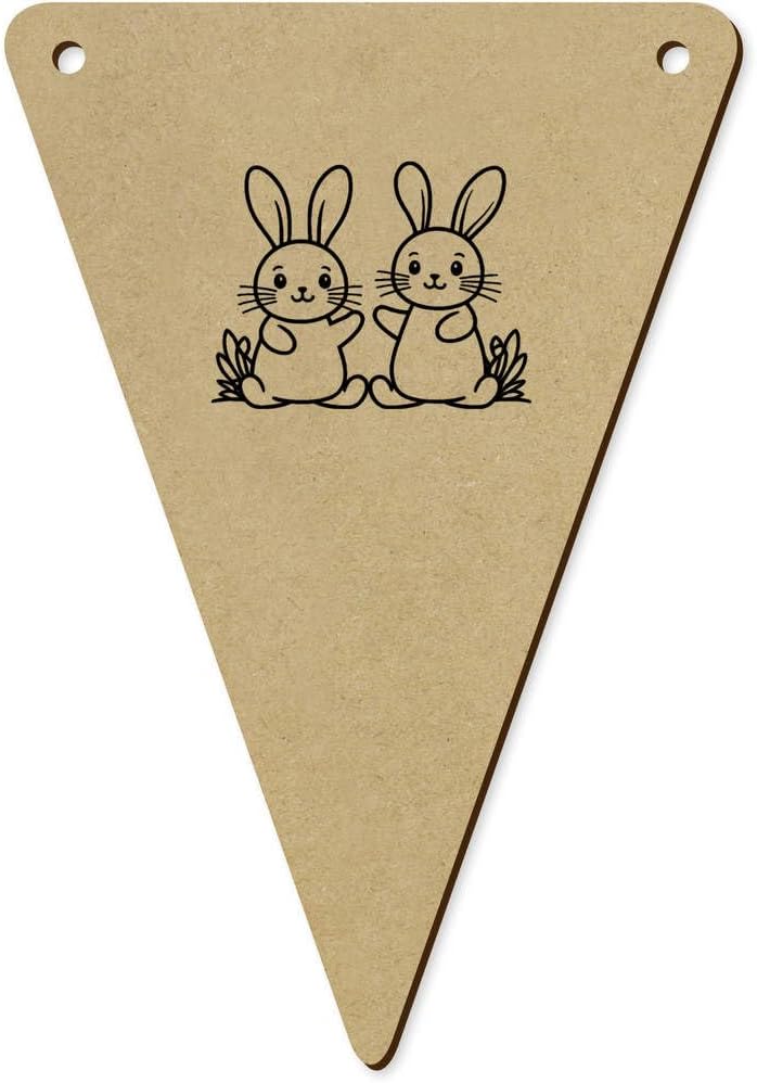 Joyful Rabbits Wooden Bunting Flags 5 Pack