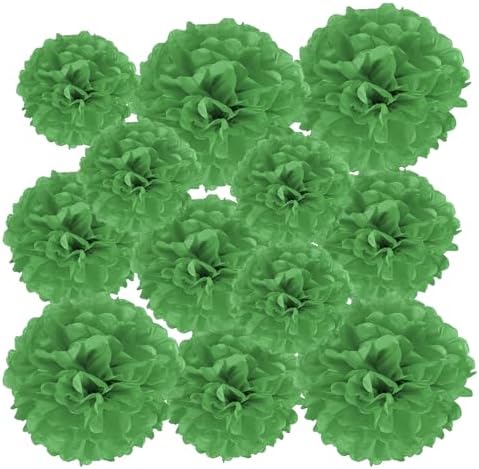 PATIKIL 4 6 8 Inch Green Tissue Pom Poms Flowers 12 Pack