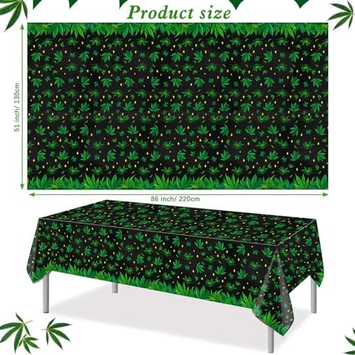PHOGARY 2 Pieces Weed Tablecloth for Parties