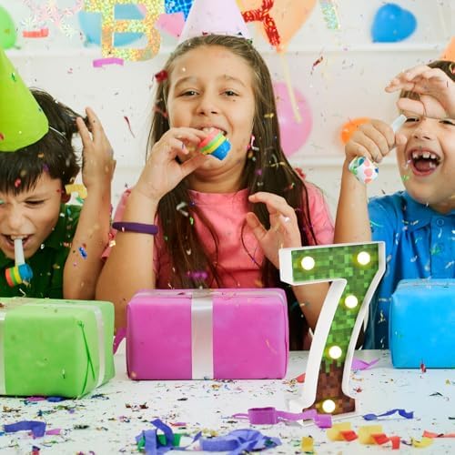 Glowing LED Number 7 Decor Pixel Party Light Centerpiece