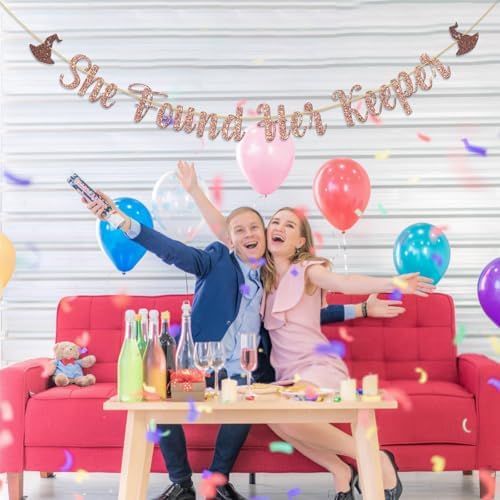 She Found Her Keeper Rose Gold Glitter Banner