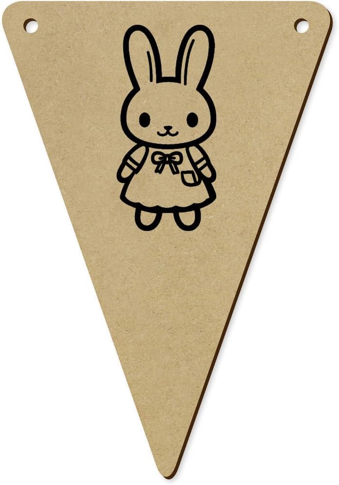 5 Piece Cute Bunny in Dress Wooden Bunting Flags