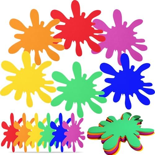 Tegeme 12 Pcs Rainbow Paint Splatter Felt Mats
